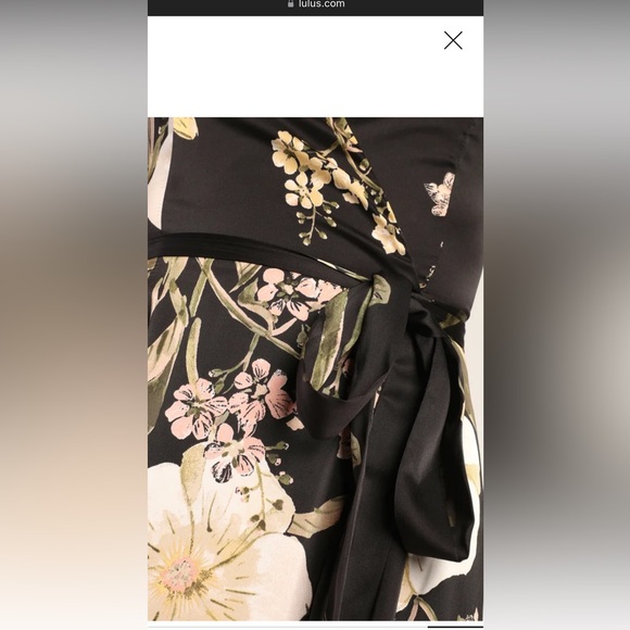 LuLus Still the One Black Floral Print Satin Maxi Dress - Picture 6 of 7